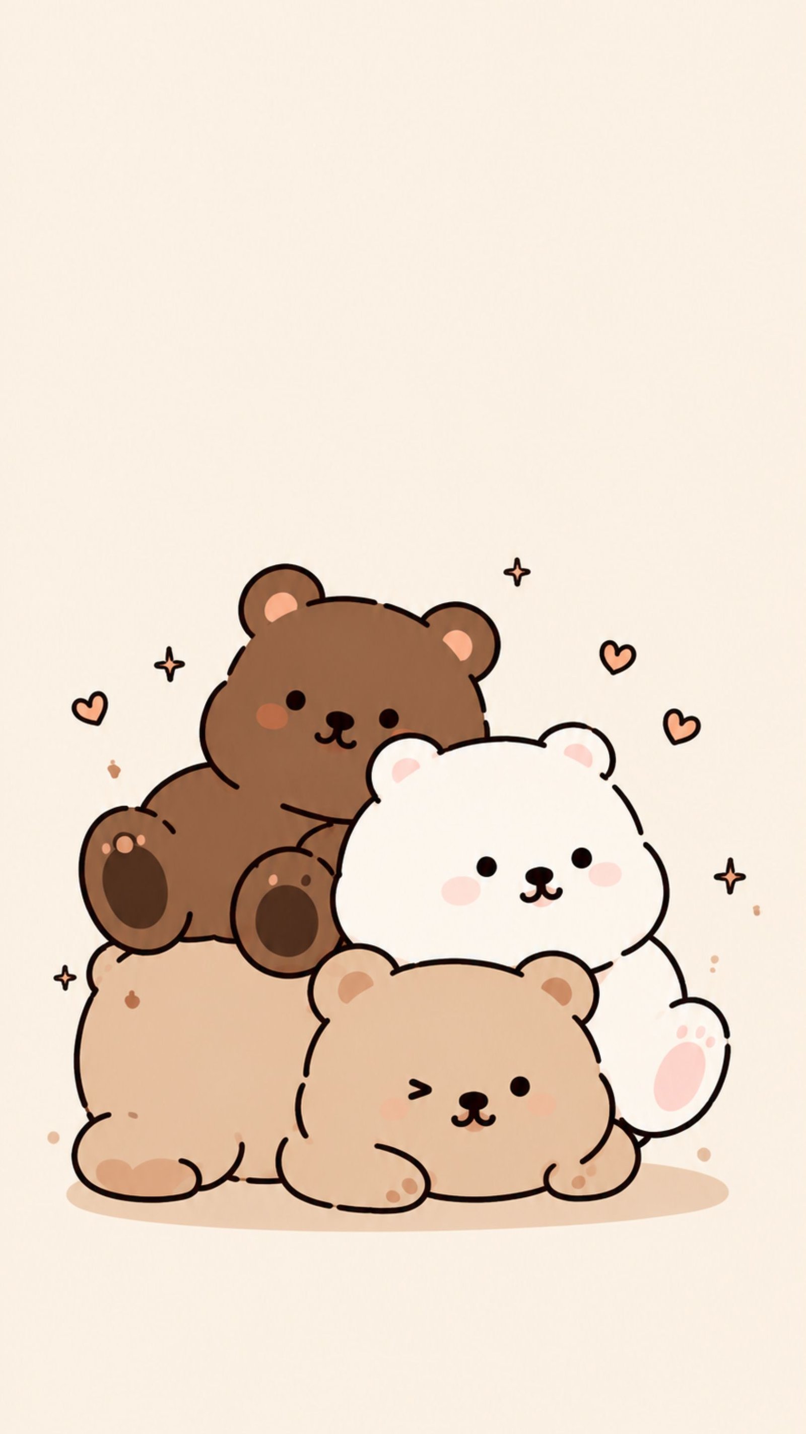 Matching Brown Teddy Bear Wallpapers for Couples | Cute Aesthetic Dual Phone Backgrounds (4K) Lock Screen